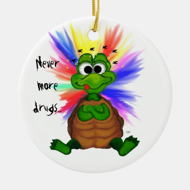 Never more drugs... ceramic tree decoration (Front)
