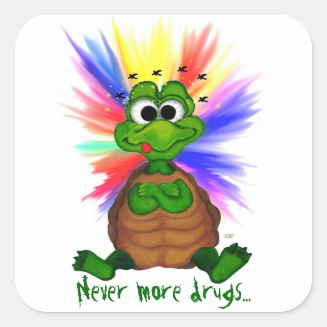 Never more drugs... square sticker (Front)