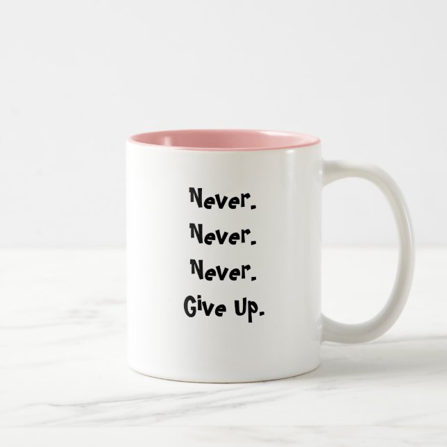 Never.Never. Never.Give Up., Believe  - Customised Two-Tone Coffee Mug (Right)