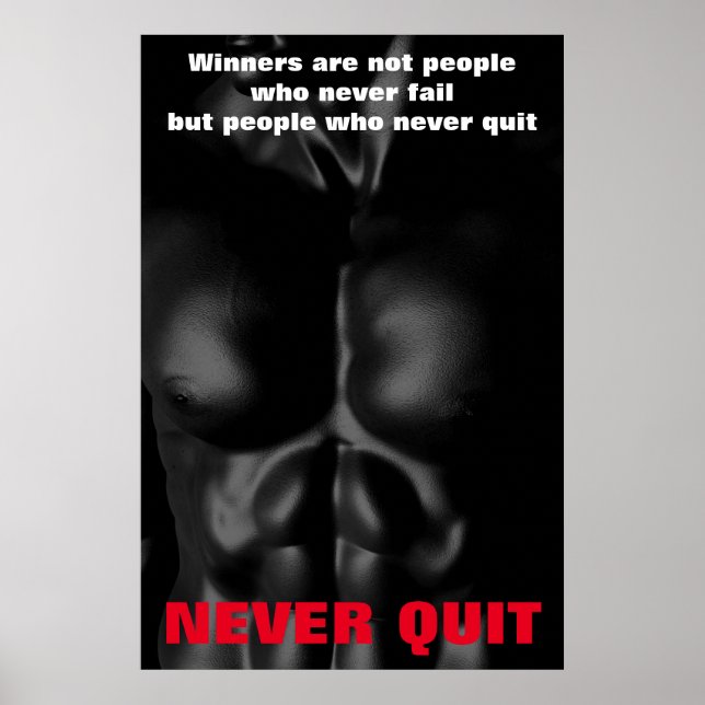 Never Quit Inspirational Bodybuilding Fitness Poster (Front)