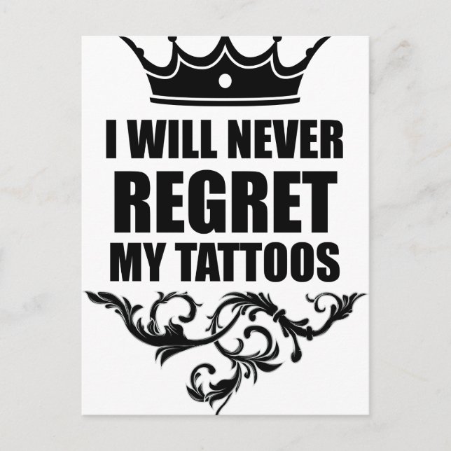 Never Regret Tattoos Postcard (Front)