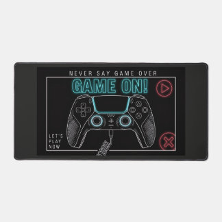 Never Say Game Over" Neon Controller Desk Mat