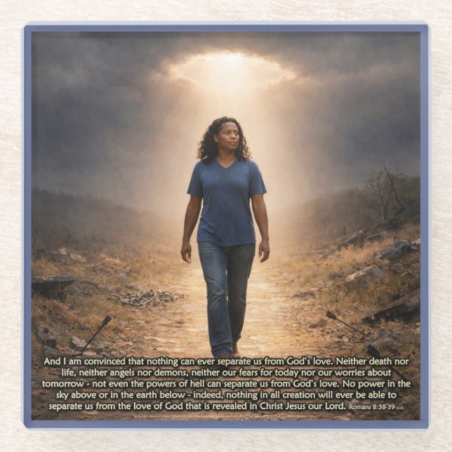 Never separated from God Glass Coaster (Front)