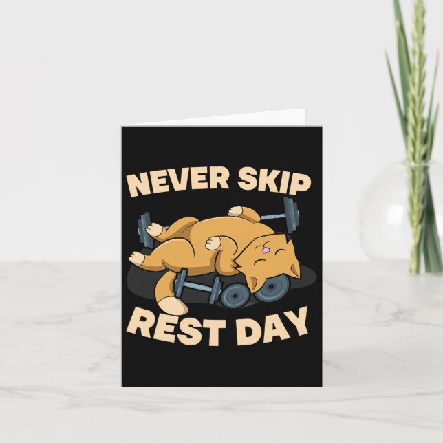 Never Skip Rest Day Cat Kitten Gym Workout Bodybui Card (Front)