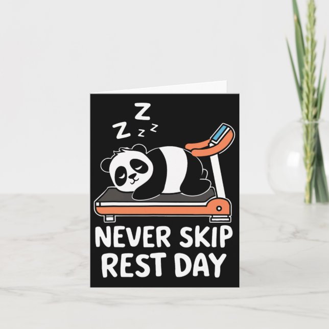 Never Skip Rest Day Funny Bodybuilding Panda Worko Card (Front)