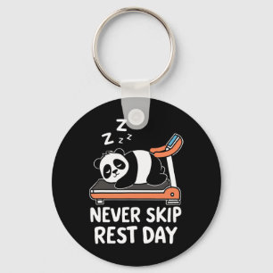 Never Skip Rest Day Funny Bodybuilding Panda Worko Key Ring