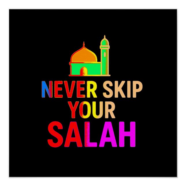 Never Skip Your Salah – Minimal Islamic Wall Art  (Front)