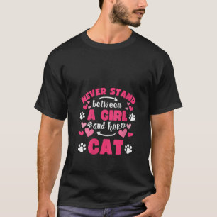 Never Stand Between A Girl And Her Cat V Neck T-Shirt