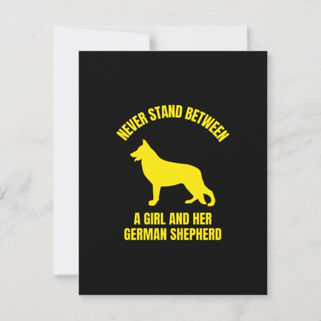 Never stand between a girl and her German Shepherd Thank You Card (Front)