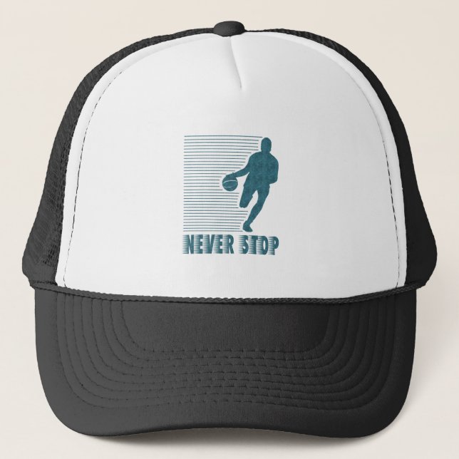 Never Stop: Basketball Trucker Hat (Front)