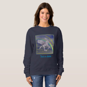 Never Stop Believing Flying Unicorn Inspirational Sweatshirt