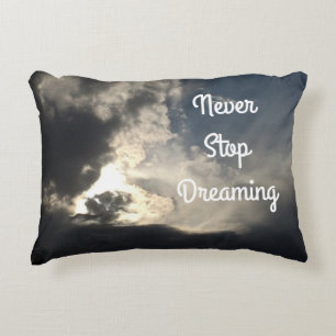 Never Stop Dreaming Blue Sky Dark Clouds Decorative Cushion