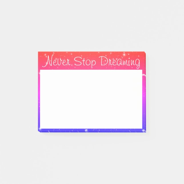 Never Stop Dreaming Colourful Stars Post-it Notes (Front)