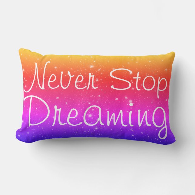 Never Stop Dreaming Stars Rainbow Lumbar Cushion (Front)