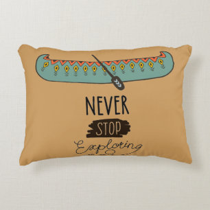 Never Stop Exploring Canoe Decorative Cushion