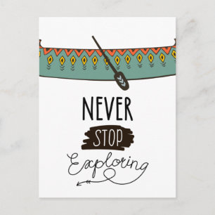 Never Stop Exploring Canoe Postcard
