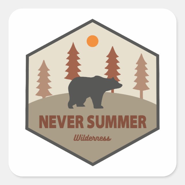 Never Summer Wilderness Colorado Bear Square Sticker (Front)