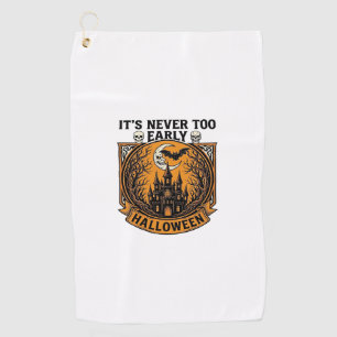 Never Too Early Halloween Haunted House Moon Bat_1 Golf Towel