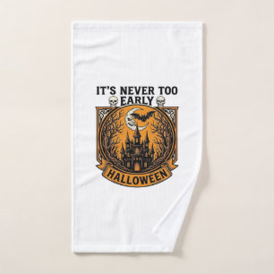 Never Too Early Halloween Haunted House Moon Bat_1 Hand Towel