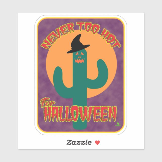 Never Too Hot Halloween Cartoon Cactus Art (Sheet)