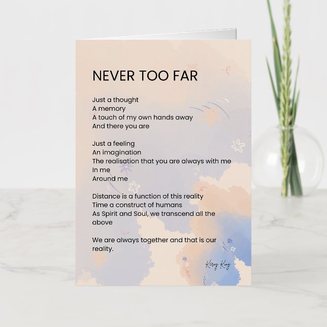 Never Too Late Love Poem Poetry  Foil Greeting Card (Front)