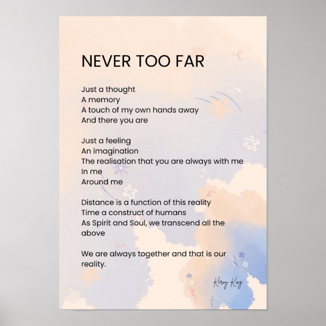 Never Too Late Love Poem Poetry  Poster (Front)