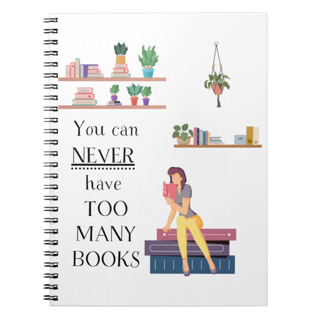 Never Too Many Books Girl Reading (Front)