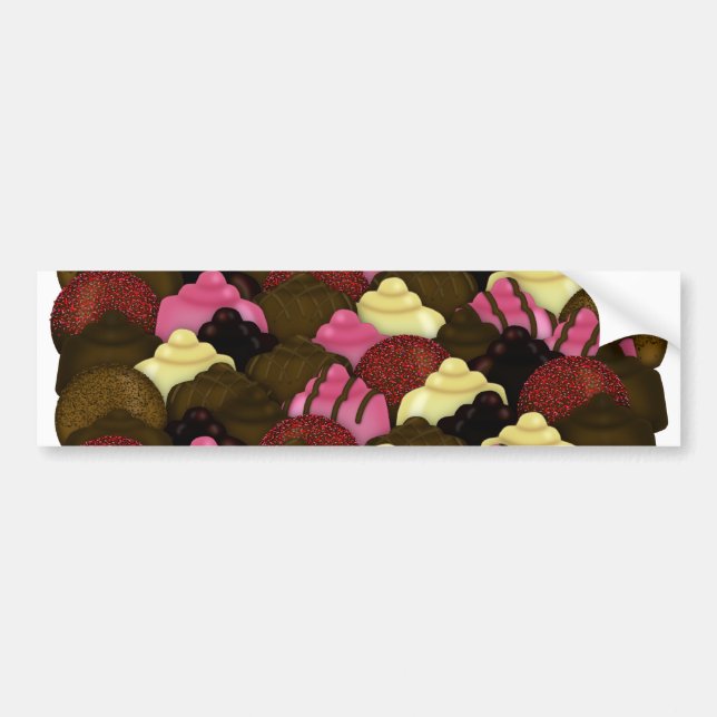 Never Too Much Chocolate - Valentines Day Candy Bumper Sticker (Front)