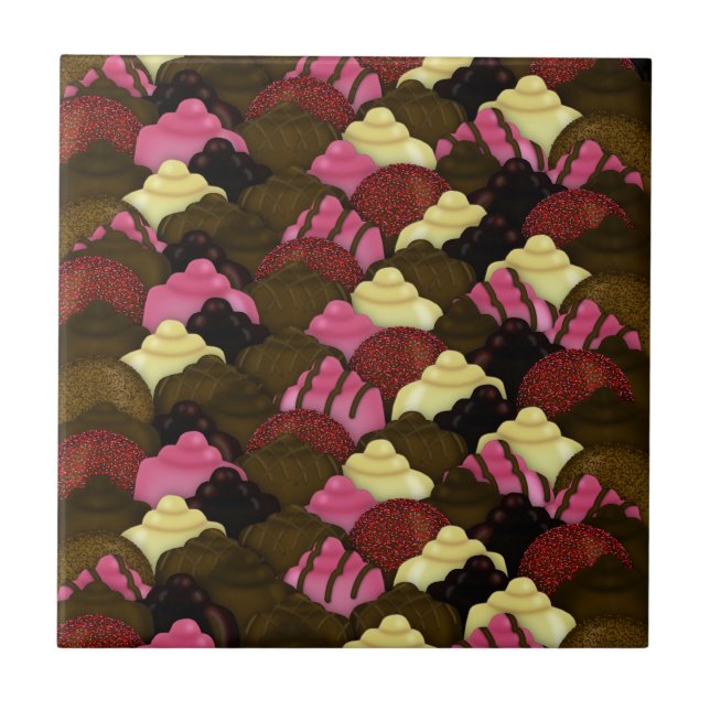 Never Too Much Chocolate - Valentines Day Candy Ceramic Tile (Front)