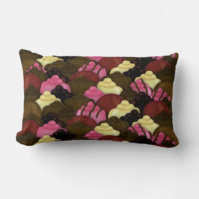 Never Too Much Chocolate - Valentines Day Candy Lumbar Cushion (Front)