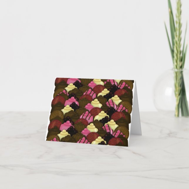 Never Too Much Chocolate - Valentines Day Candy Note Card (Front)