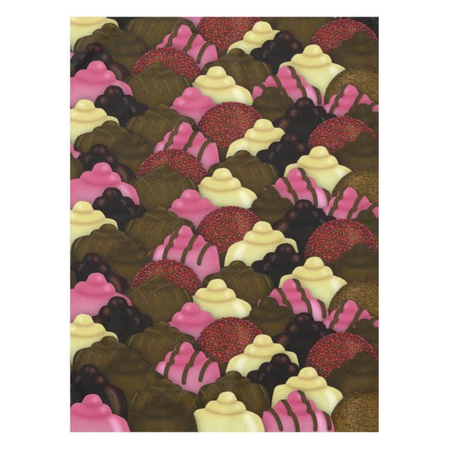 Never Too Much Chocolate - Valentines Day Candy Tablecloth (Front)