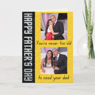 Never Too Old Father's Day Glitter Photo Card
