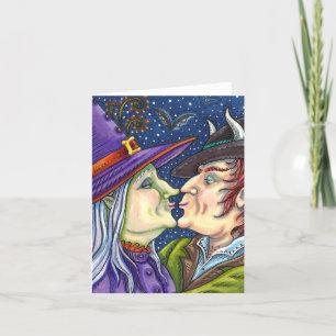 NEVER TOO OLD FOR ROMANCE, WITCH & WARLOCK Blank Holiday Card