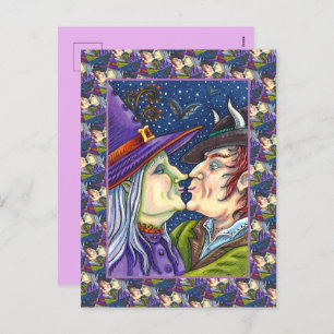 NEVER TOO OLD FOR ROMANCE, WITCH & WARLOCK IN LOVE HOLIDAY POSTCARD