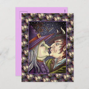 NEVER TOO OLD FOR ROMANCE, WITCH & WARLOCK IN LOVE HOLIDAY POSTCARD