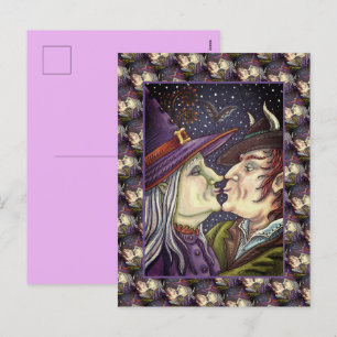 NEVER TOO OLD FOR ROMANCE, WITCH & WARLOCK IN LOVE HOLIDAY POSTCARD
