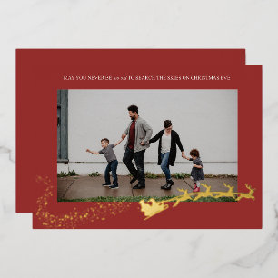 Never Too Old Red Photo Foil Holiday Card