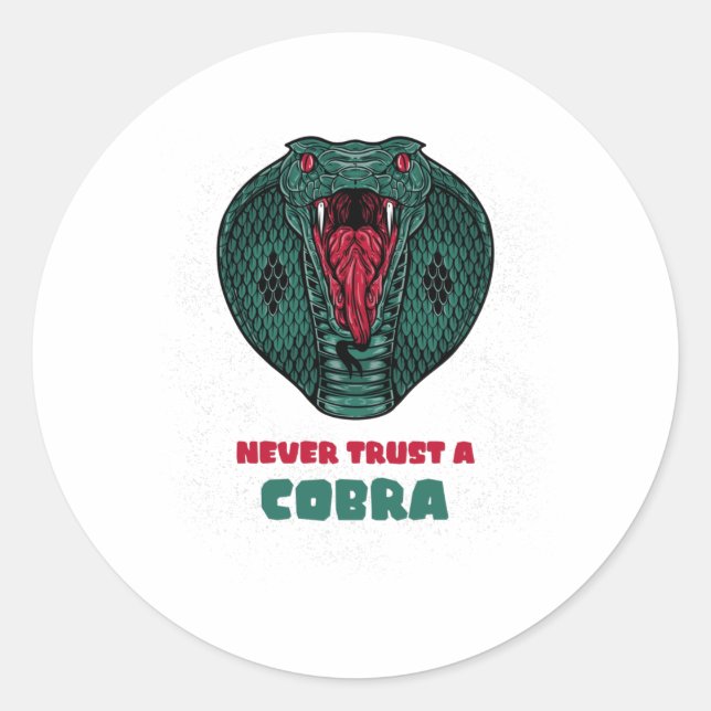 Never Trust a COBRA Classic Round Sticker (Front)