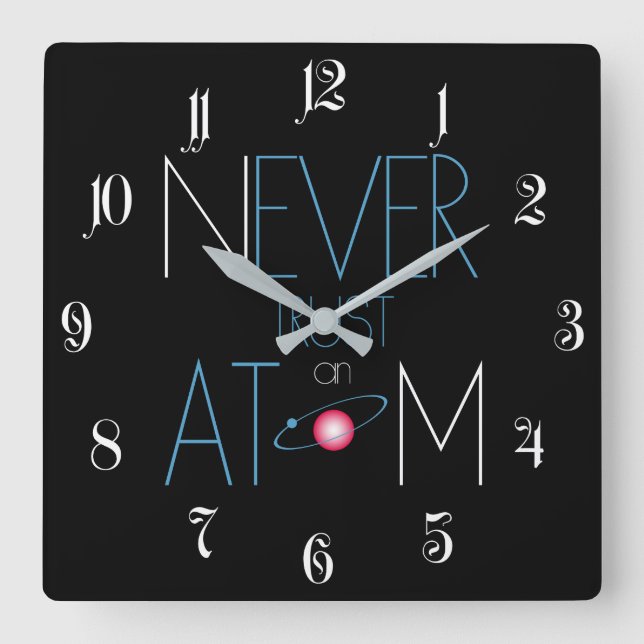Never trust atom square wall clock (Front)