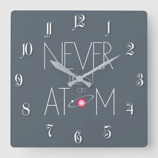 Never trust atom square wall clock (Front)