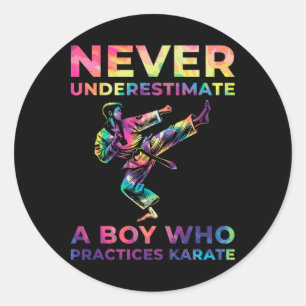 Never Underestimate A Boy Who Practices Karate  Classic Round Sticker