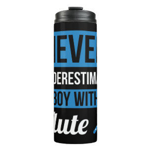 Never Underestimate A Boy With A Flute Shirt Flute Thermal Tumbler