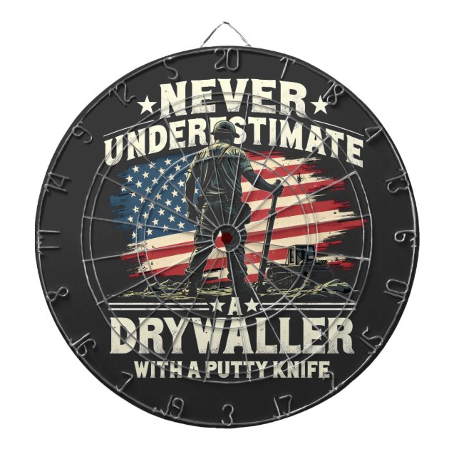 Never Underestimate A Drywaller With a Putty Knife Dartboard (Front)
