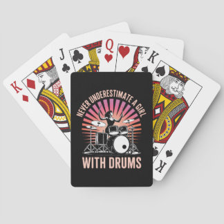 Never Underestimate a Girl Drummer Female Drums Playing Cards