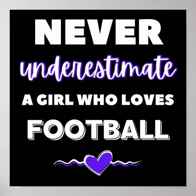 Never underestimate a girl who loves football poster (Front)