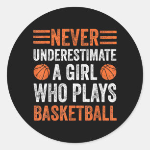 Never Underestimate A Girl Who Plays Basball Classic Round Sticker