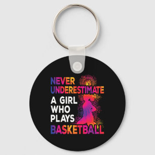 Never Underestimate A Girl Who Plays Bysketbyll 3 Key Ring