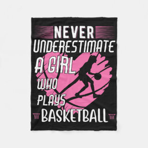 Never Underestimate A Girl Who Plays Bysketbyll  Fleece Blanket