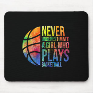 Never Underestimate A Girl Who Plays Bysketbyll - Mouse Pad